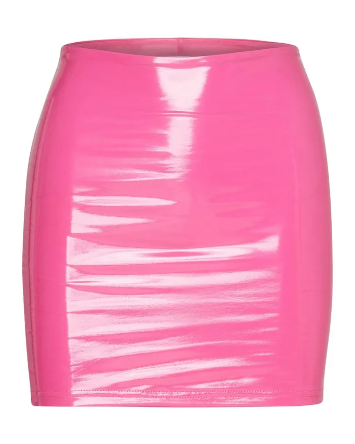 Steve Madden Liquid Vinyl Mini Skirt Pink Womens Bottoms Steve Madden Liquid Vinyl Mini Skirt Pink Womens Bottoms
