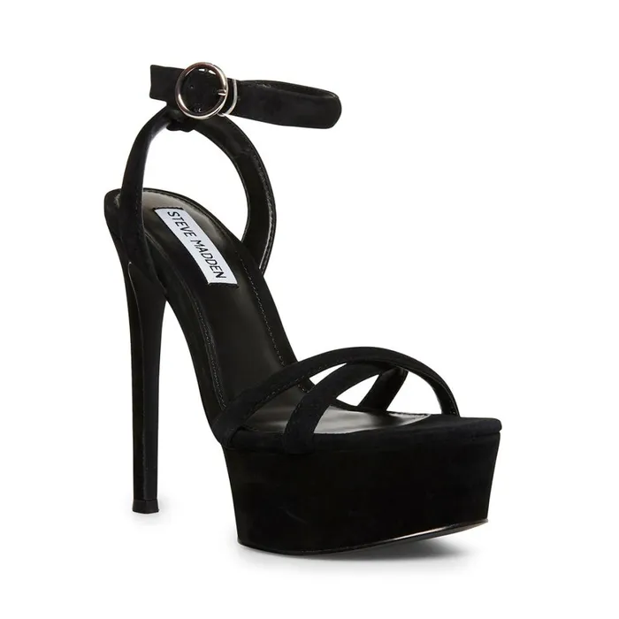 Steve Madden Marciana Black Suede Womens Platforms