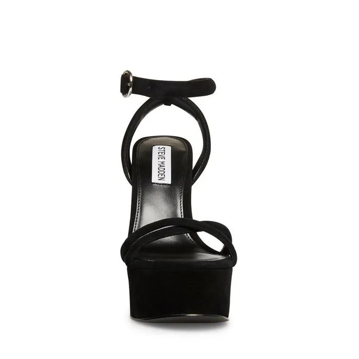 Steve Madden Marciana Black Suede Womens Platforms