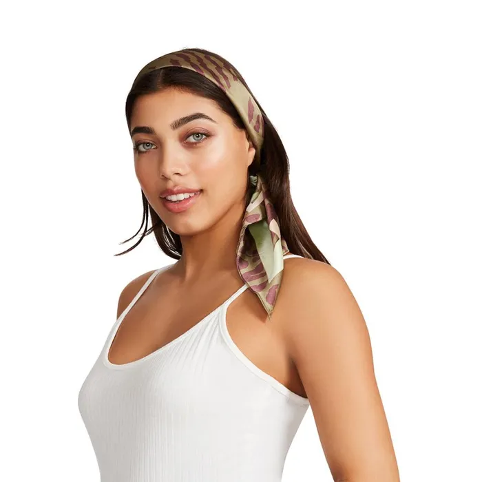 Steve Madden Mixed Animal Print Bandana Olive Womens Hats and Hair Accessories Steve Madden Mixed Animal Print Bandana Olive Womens Hats and Hair Accessories