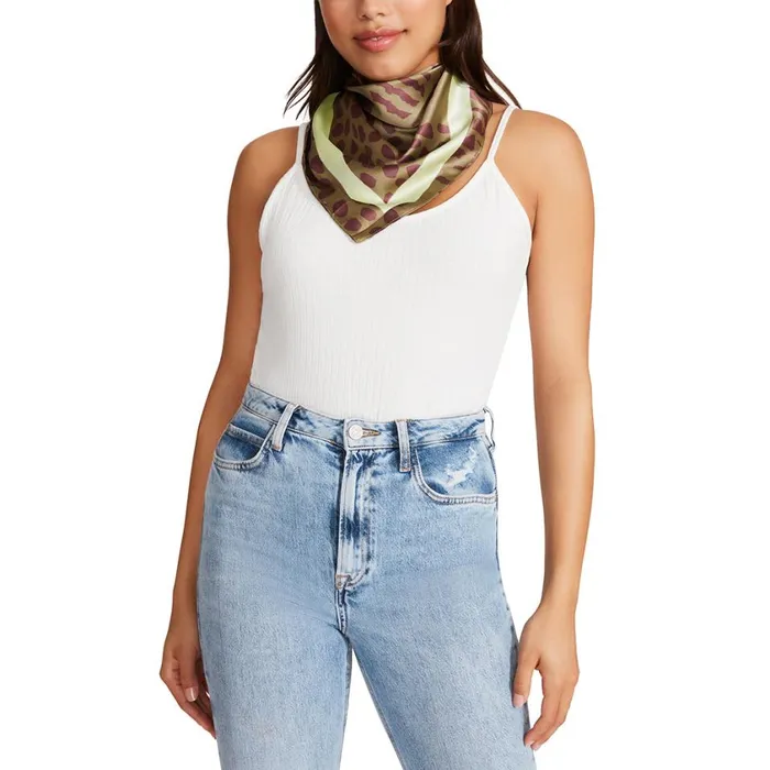 Steve Madden Mixed Animal Print Bandana Olive Womens Hats and Hair Accessories Steve Madden Mixed Animal Print Bandana Olive Womens Hats and Hair Accessories