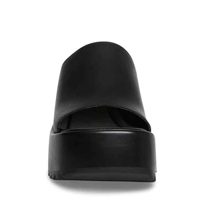 Steve Madden Pepe30 Black Leather Womens Mules