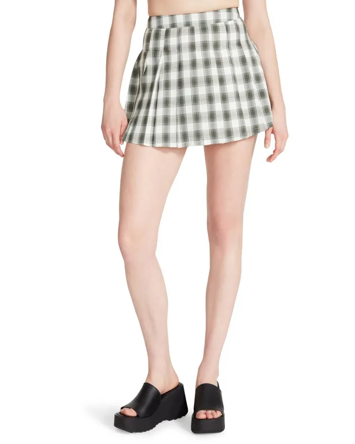 Steve Madden Plaid Pleated Mini Skirt Green Womens Bottoms Steve Madden Plaid Pleated Mini Skirt Green Womens Bottoms