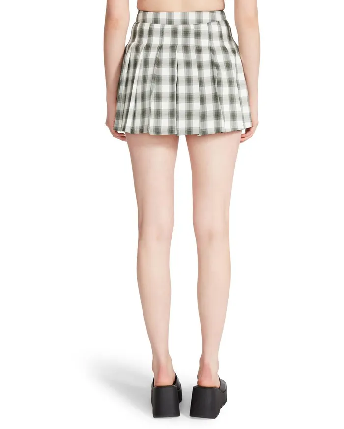 Steve Madden Plaid Pleated Mini Skirt Green Womens Bottoms Steve Madden Plaid Pleated Mini Skirt Green Womens Bottoms