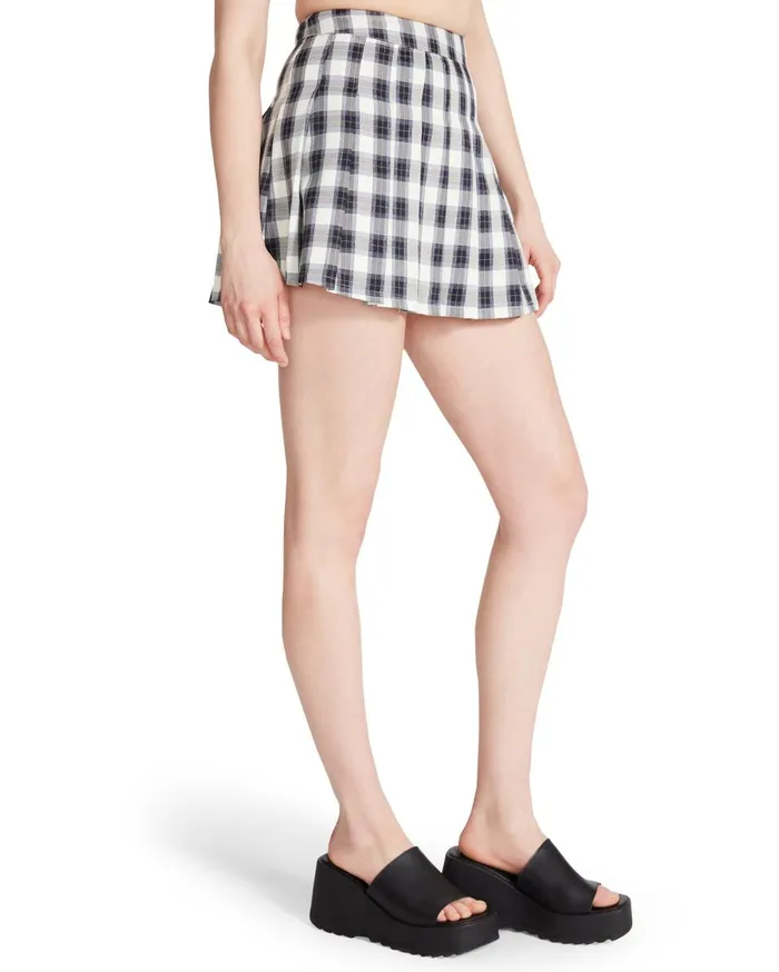Steve Madden Plaid Pleated Mini Skirt Navy Womens Bottoms Steve Madden Plaid Pleated Mini Skirt Navy Womens Bottoms