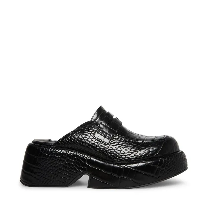 Steve Madden Portia Black Crocodile Womens Loafers