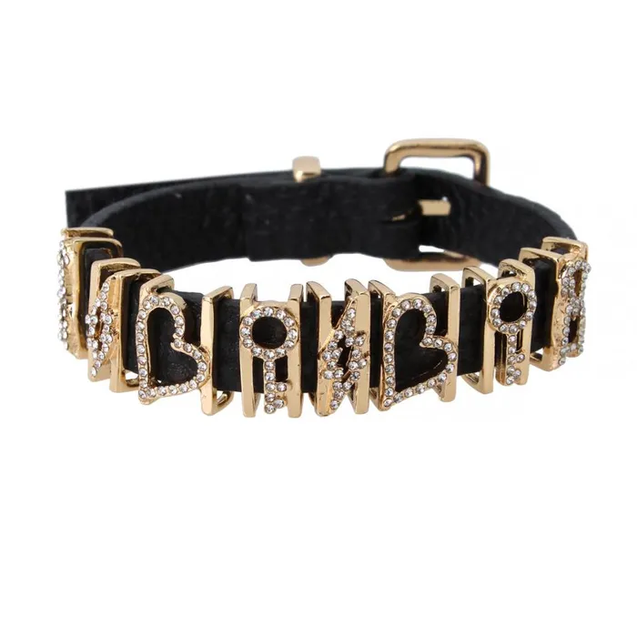 Steve Madden Rhinestone Charm Bracelet Black Womens Jewelry