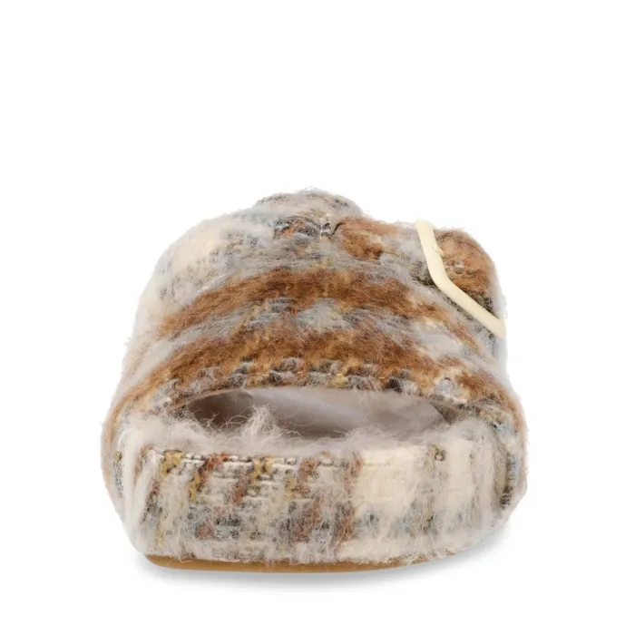 Steve Madden Rizzle Beige Plaid Womens Slippers