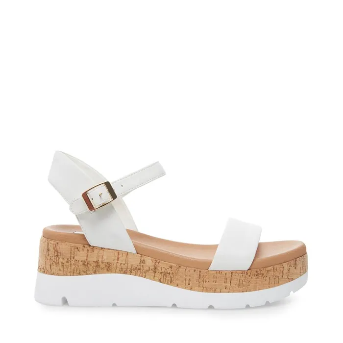 Steve Madden Roselita White Leather Womens Wedges