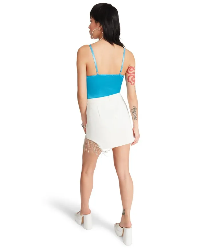 Steve Madden Satin Bodysuit Blue Womens Tops Steve Madden Satin Bodysuit Blue Womens Tops