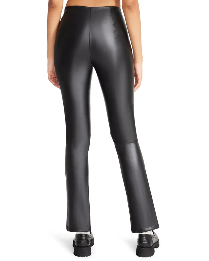 Steve Madden Slit Front Faux Leather Pant Black Womens Bottoms Steve Madden Slit Front Faux Leather Pant Black Womens Bottoms