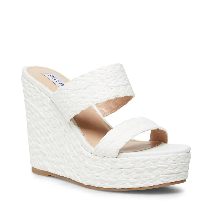 Steve Madden Sunflower White Womens Wedges