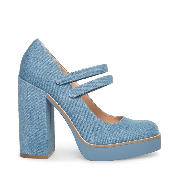 Steve Madden Twice Denim Fabric Womens Loafers