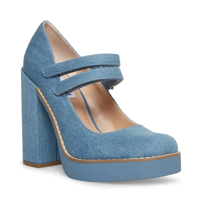 Steve Madden Twice Denim Fabric Womens Loafers