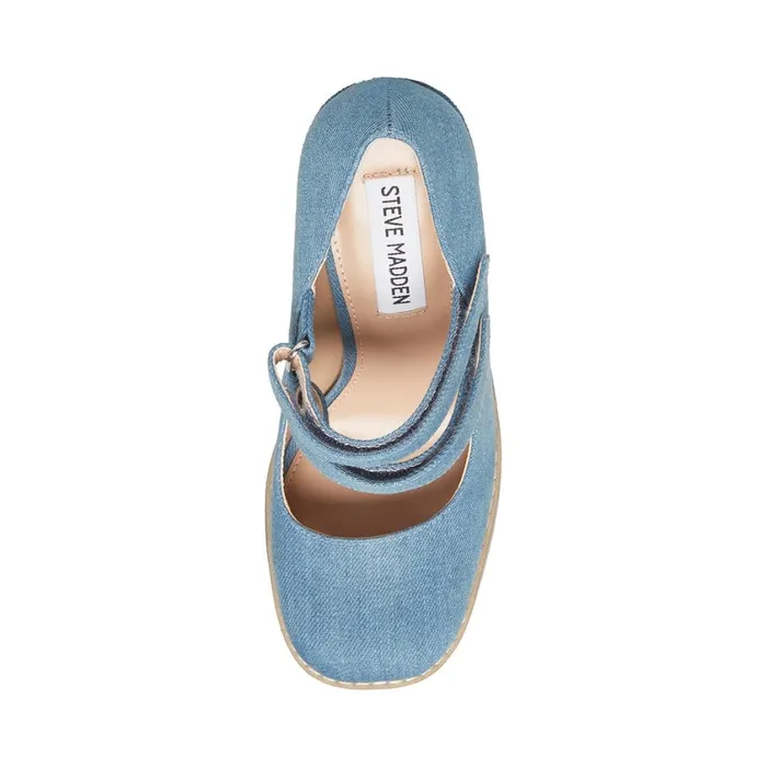 Steve Madden Twice Denim Fabric Womens Loafers