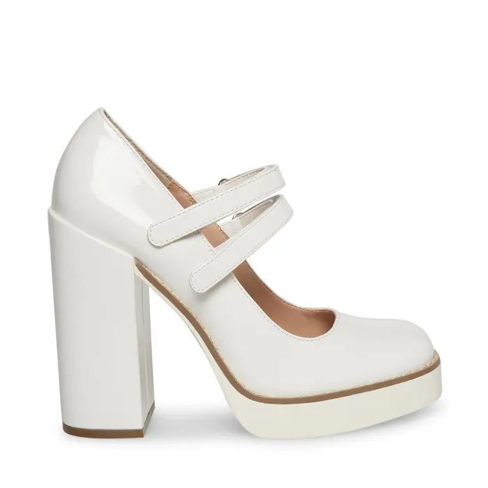 Steve Madden Twice White Patent Womens Loafers