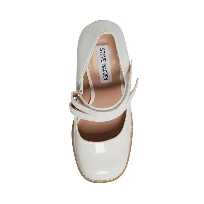 Steve Madden Twice White Patent Womens Loafers