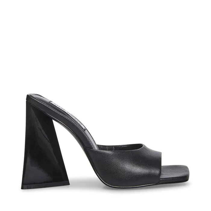 Steve Madden Twists Black Leather Womens Mules