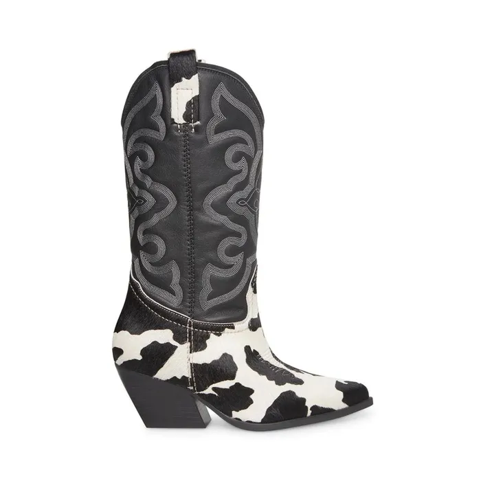 Steve Madden West Blackwhite Black White Womens Boots
