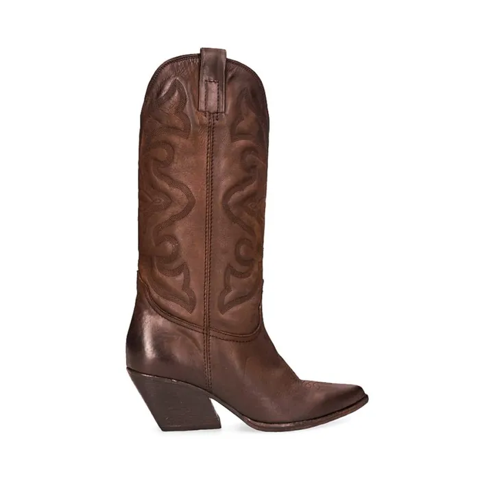 Steve Madden West Brown Leather Womens Boots