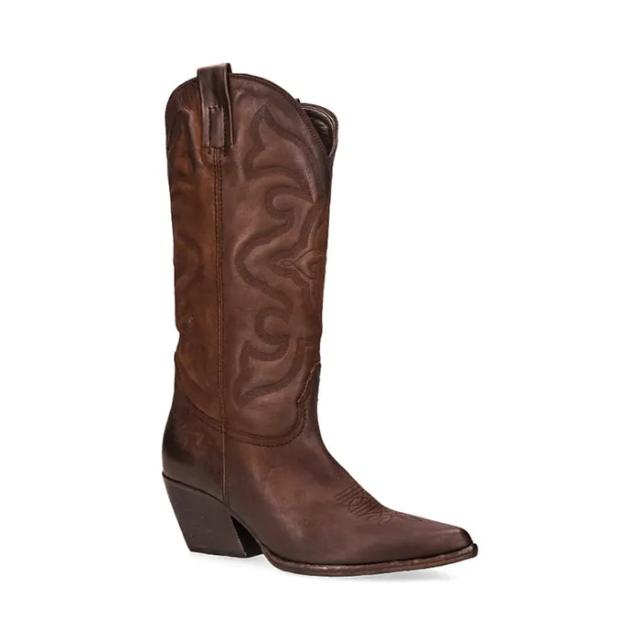 Steve Madden West Brown Leather Womens Boots Steve Madden West Brown Leather Womens Boots