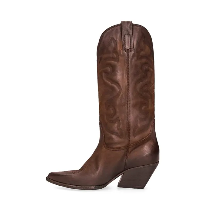 Steve Madden West Brown Leather Womens Boots Steve Madden West Brown Leather Womens Boots