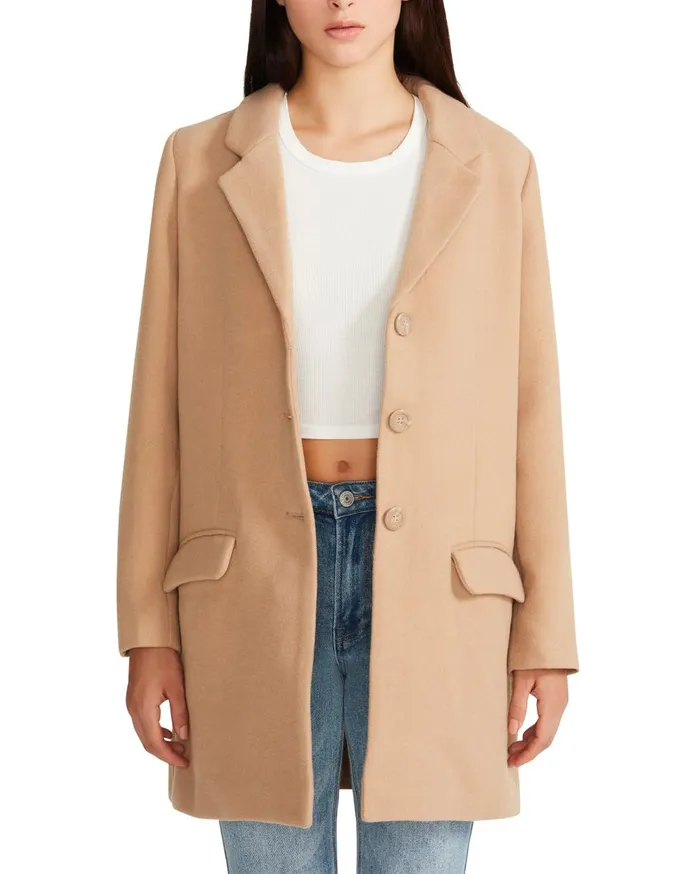 Steve Madden Whiskey Business Coat Light Camel Womens Jackets and Coats