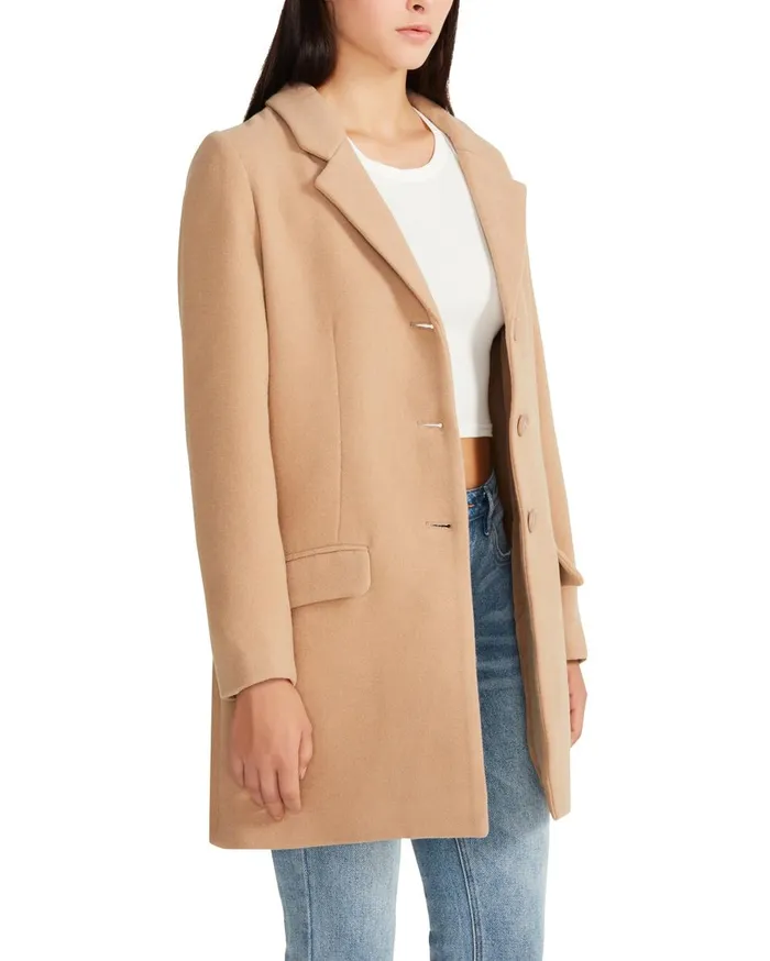 Steve Madden Whiskey Business Coat Light Camel Womens Jackets and Coats