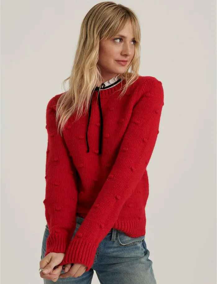 Sweaters and Sweatshirts Women Lucky Brand Bobble Crew Neck Sweater Tango Red