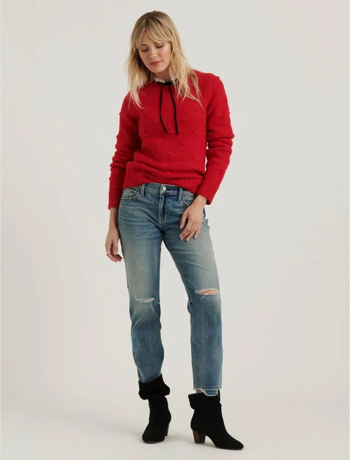 Sweaters and Sweatshirts Women Lucky Brand Bobble Crew Neck Sweater Tango Red