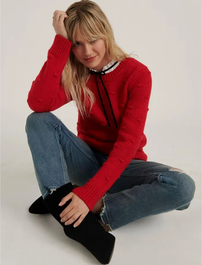 Sweaters and Sweatshirts Women Lucky Brand Bobble Crew Neck Sweater Tango Red