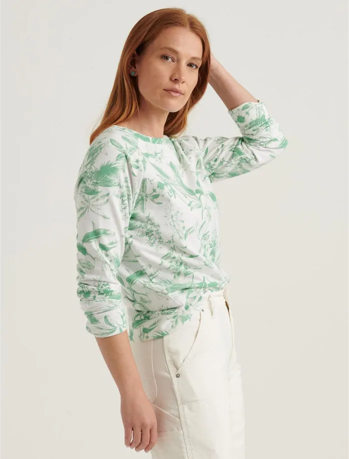 Sweaters and Sweatshirts Women Lucky Brand Botanical Crew Neck Sweatshirt Green Multi
