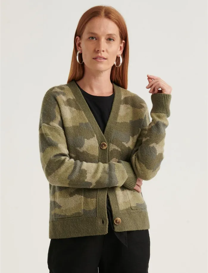 Sweaters and Sweatshirts Women Lucky Brand Camo Cardigan Camo Multi