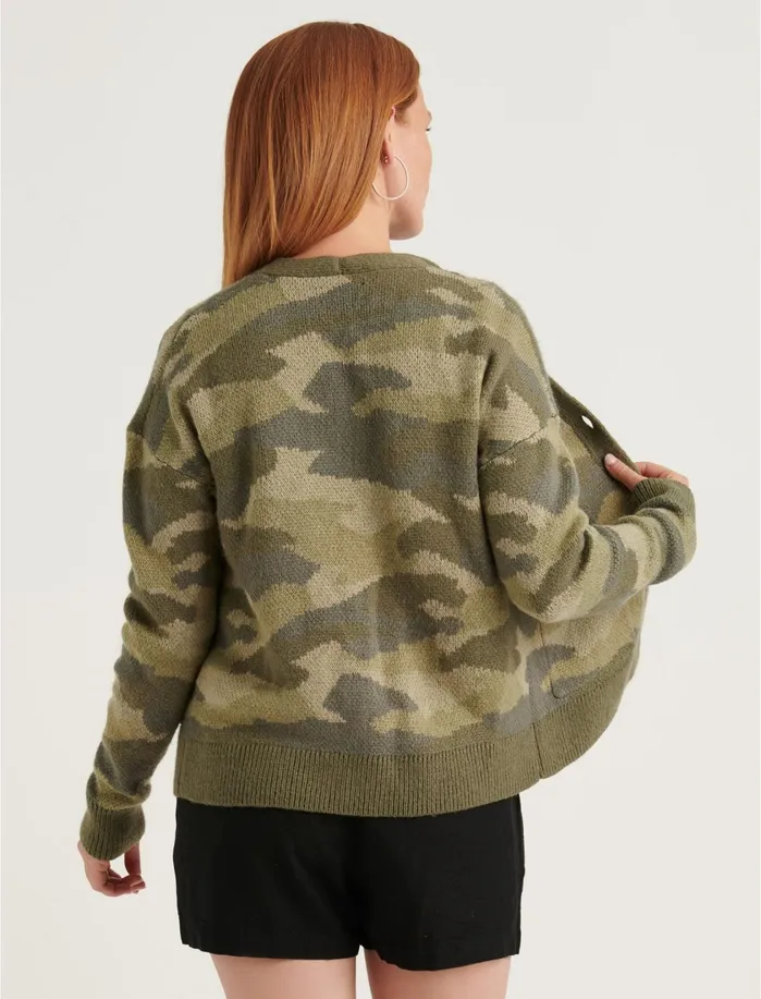 Sweaters and Sweatshirts Women Lucky Brand Camo Cardigan Camo Multi