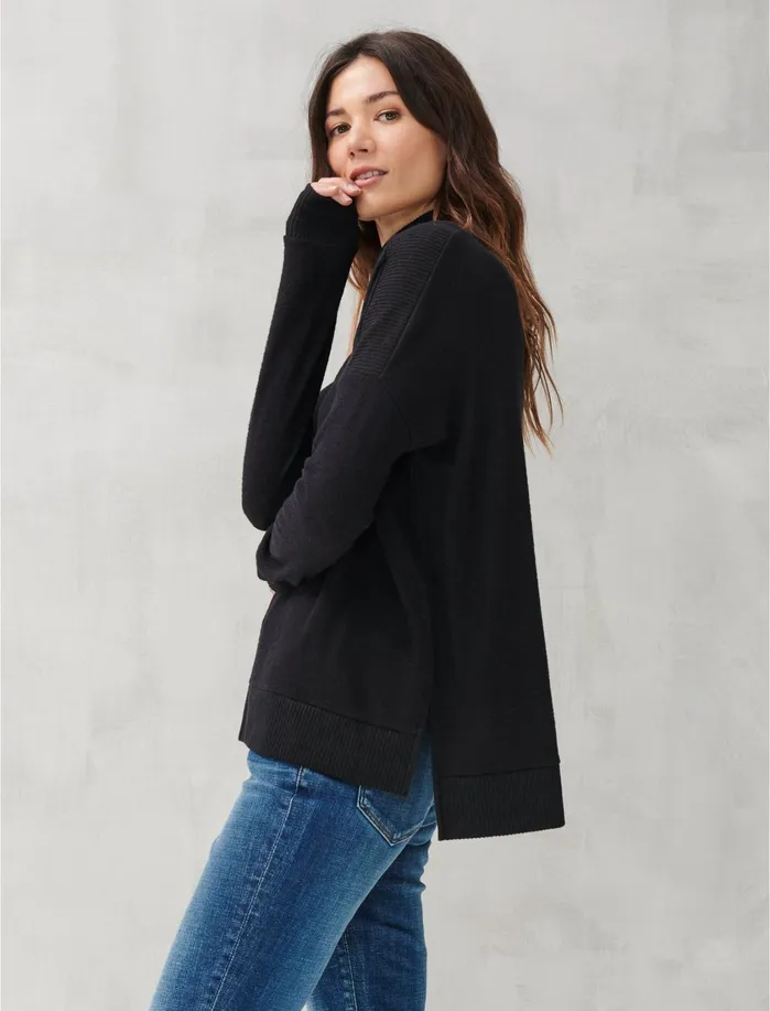 Sweaters and Sweatshirts Women Lucky Brand CLOUD JERSEY TURTLENECK Lucky Black