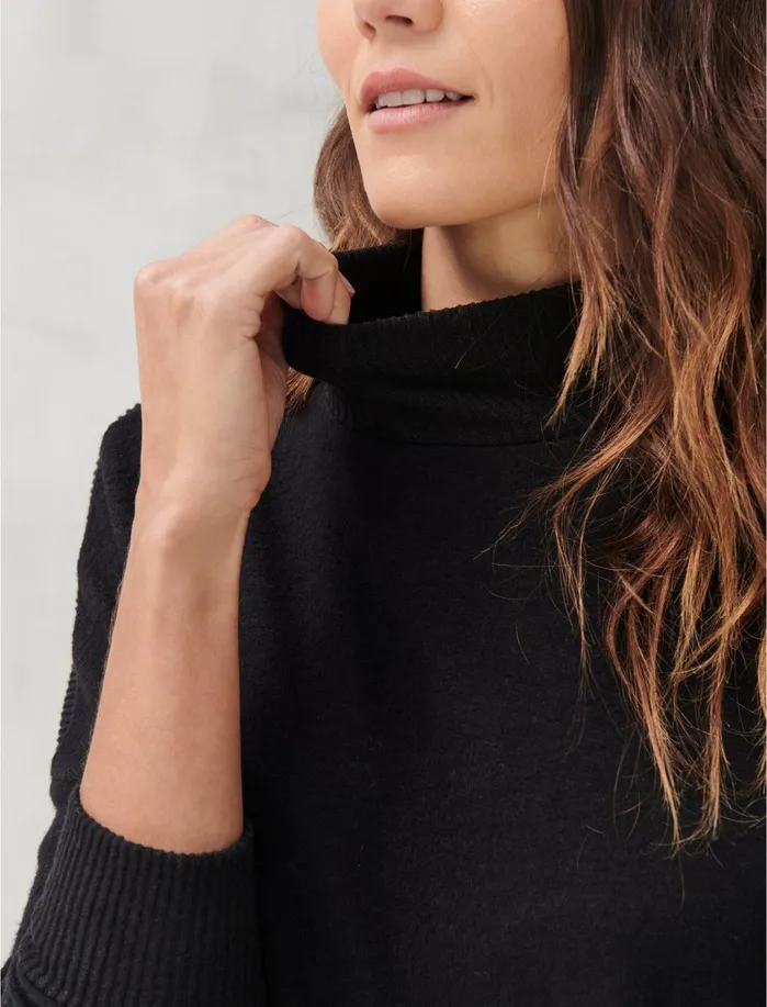 Sweaters and Sweatshirts Women Lucky Brand CLOUD JERSEY TURTLENECK Lucky Black