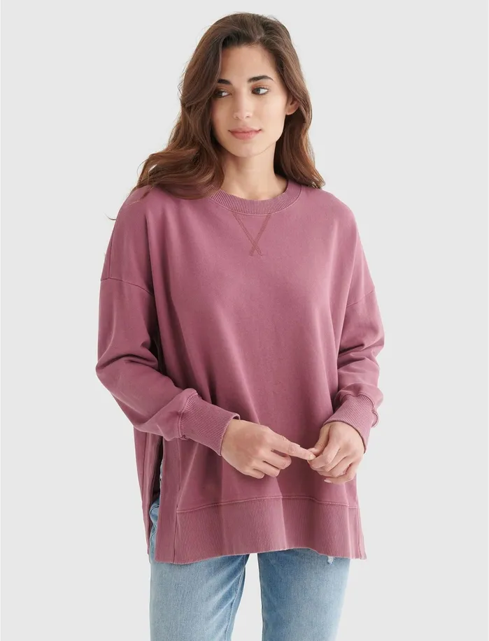 Sweaters and Sweatshirts Women Lucky Brand Crew Neck Chill Pullover Crushed Berry Sweaters and Sweatshirts Women Lucky Brand Crew Neck Chill Pullover Crushed Berry