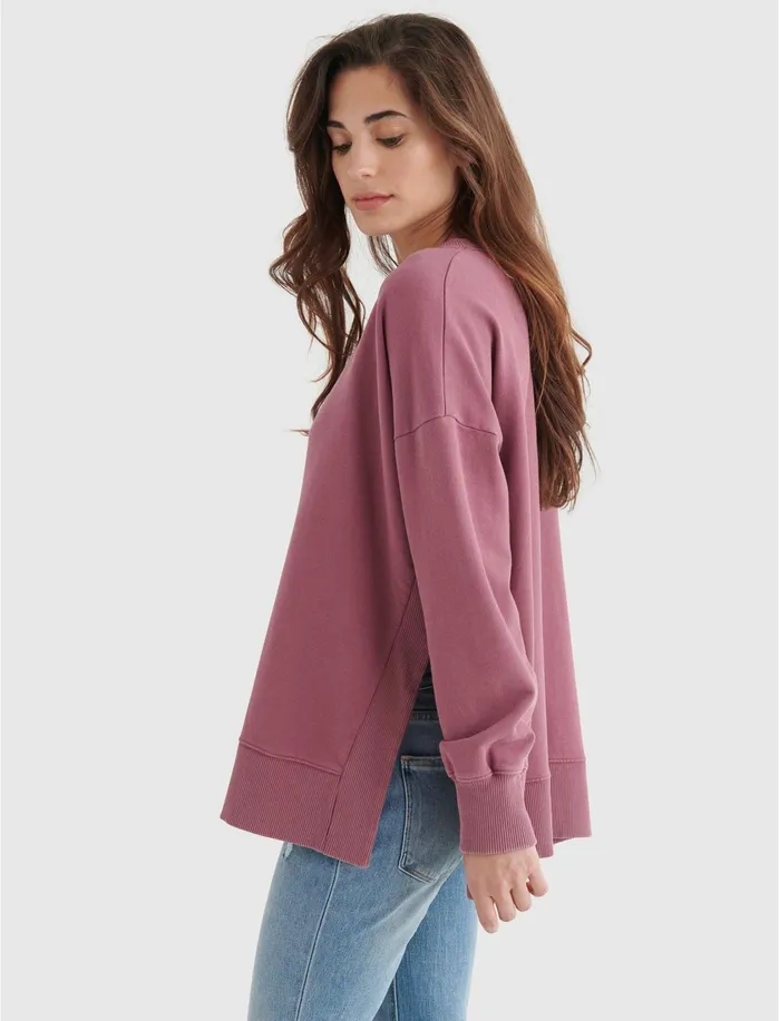 Sweaters and Sweatshirts Women Lucky Brand Crew Neck Chill Pullover Crushed Berry