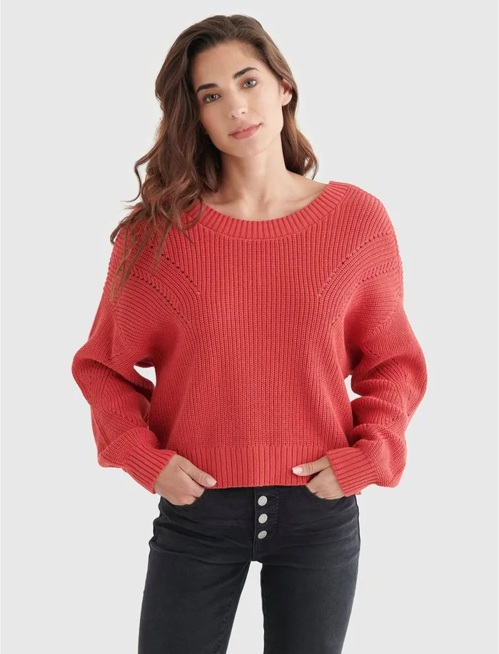 Sweaters and Sweatshirts Women Lucky Brand CROPPED RIBKNIT PULLOVER REVERSIBLE SWEATER Baroque Rose