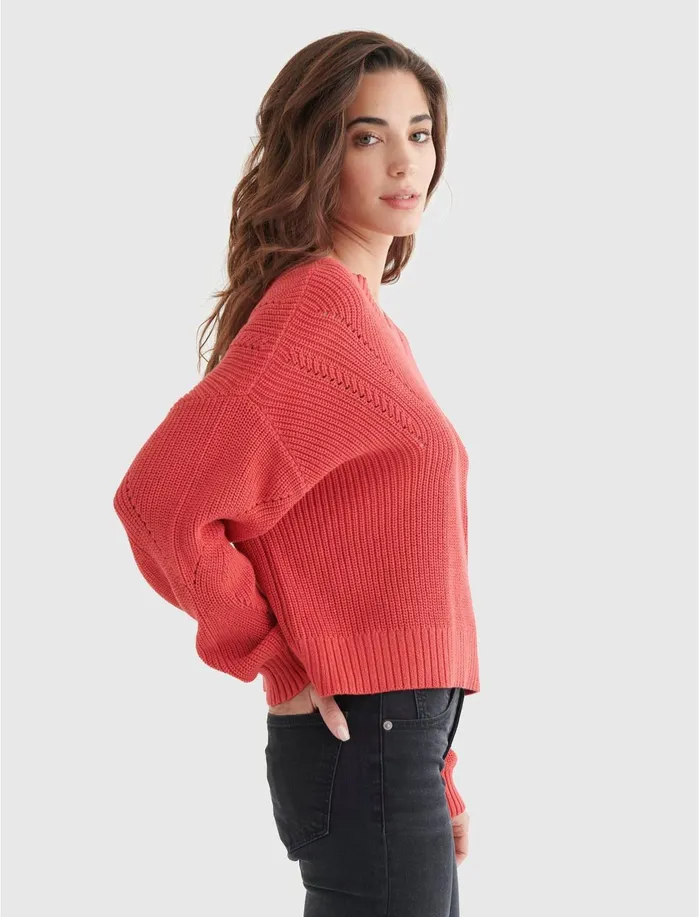 Sweaters and Sweatshirts Women Lucky Brand CROPPED RIBKNIT PULLOVER REVERSIBLE SWEATER Baroque Rose