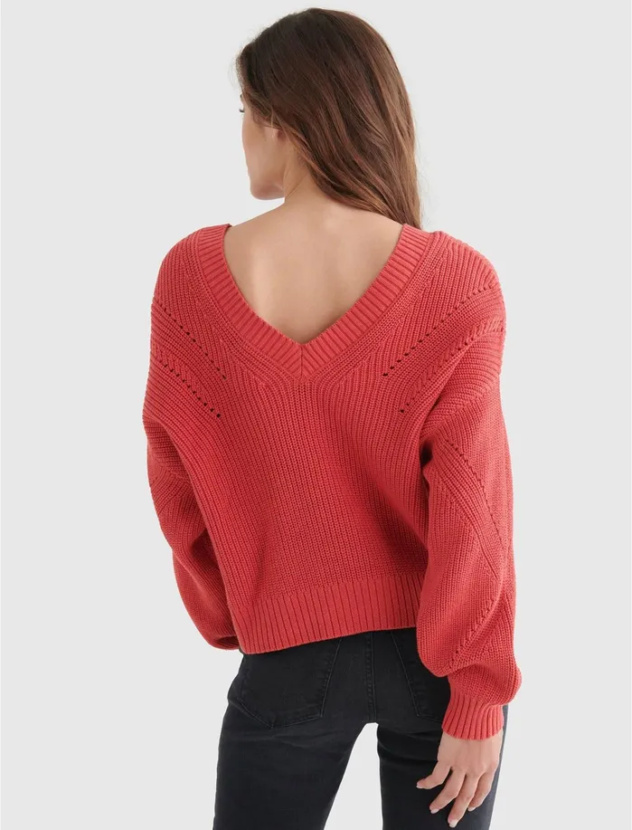 Sweaters and Sweatshirts Women Lucky Brand CROPPED RIBKNIT PULLOVER REVERSIBLE SWEATER Baroque Rose
