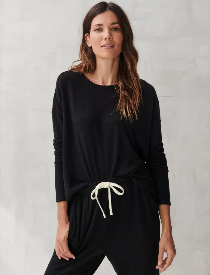 Sweaters and Sweatshirts Women Lucky Brand Hacci Crew Lucky Black
