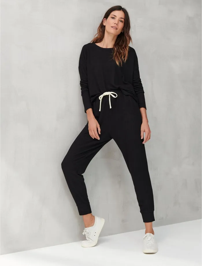 Sweaters and Sweatshirts Women Lucky Brand Hacci Crew Lucky Black