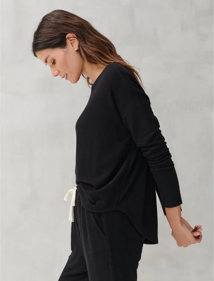 Sweaters and Sweatshirts Women Lucky Brand Hacci Crew Lucky Black