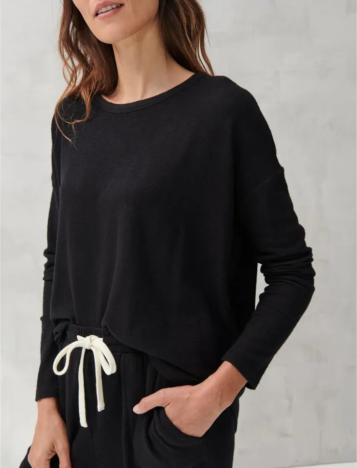 Sweaters and Sweatshirts Women Lucky Brand Hacci Crew Lucky Black
