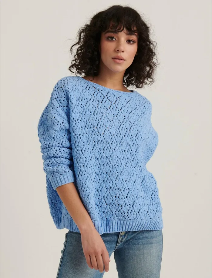 Sweaters and Sweatshirts Women Lucky Brand Pointelle Chenille Pullover Sweater Blue Sweaters and Sweatshirts Women Lucky Brand Pointelle Chenille Pullover Sweater Blue