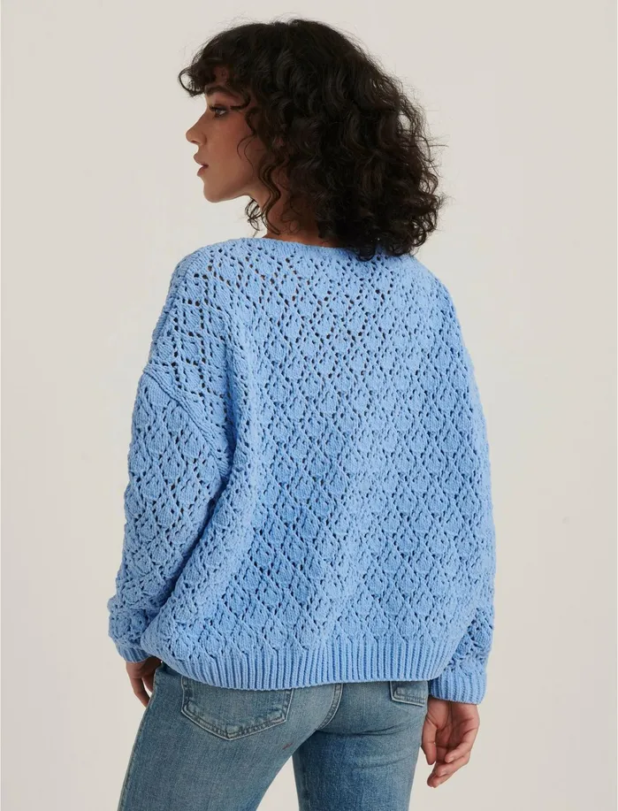 Sweaters and Sweatshirts Women Lucky Brand Pointelle Chenille Pullover Sweater Blue