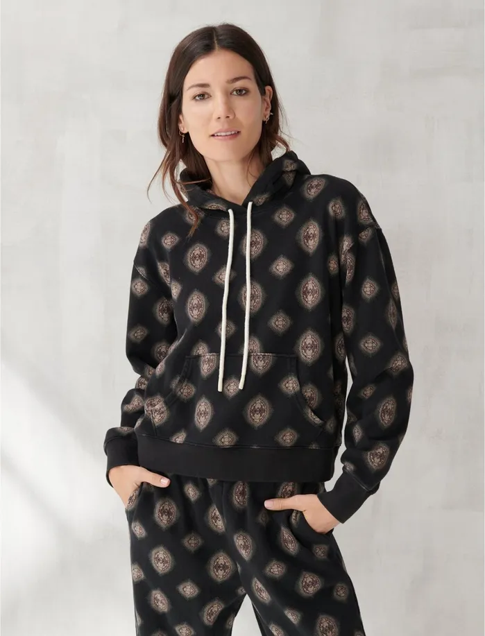 Sweaters and Sweatshirts Women Lucky Brand Printed Sueded Terry Hoodie Black Multi Sweaters and Sweatshirts Women Lucky Brand Printed Sueded Terry Hoodie Black Multi