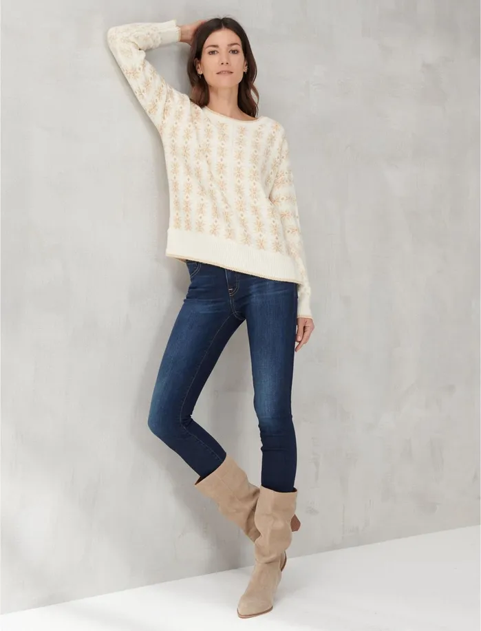 Sweaters and Sweatshirts Women Lucky Brand SHINE INTARSIA CREW NECK SWEATER Cream Multi Sweaters and Sweatshirts Women Lucky Brand SHINE INTARSIA CREW NECK SWEATER Cream Multi
