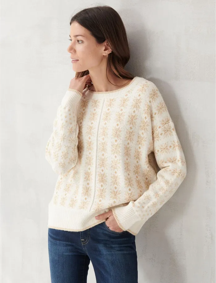 Sweaters and Sweatshirts Women Lucky Brand SHINE INTARSIA CREW NECK SWEATER Cream Multi